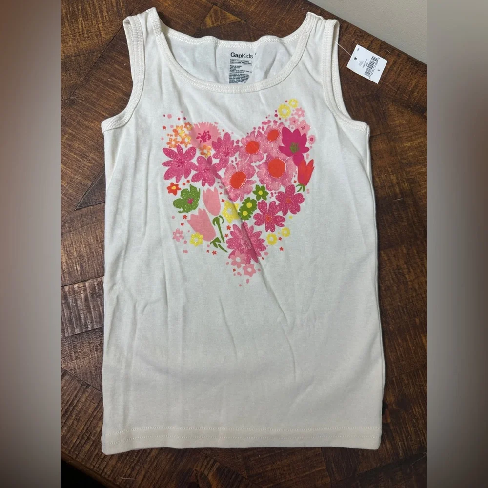 NWT Gap Kids 6 Girls Sparkly Floral Tank Top
